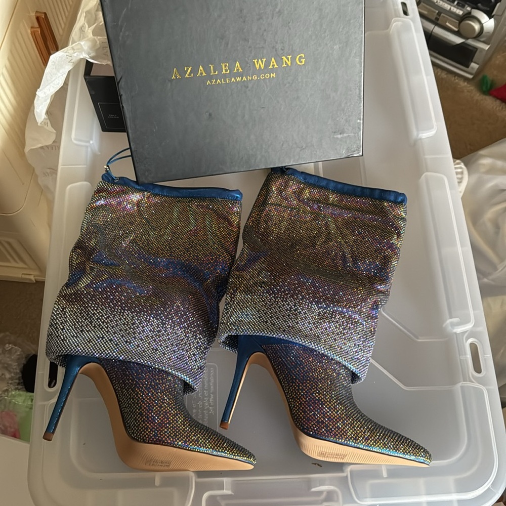 Azalea Wang Iridescent Sparkle Boots